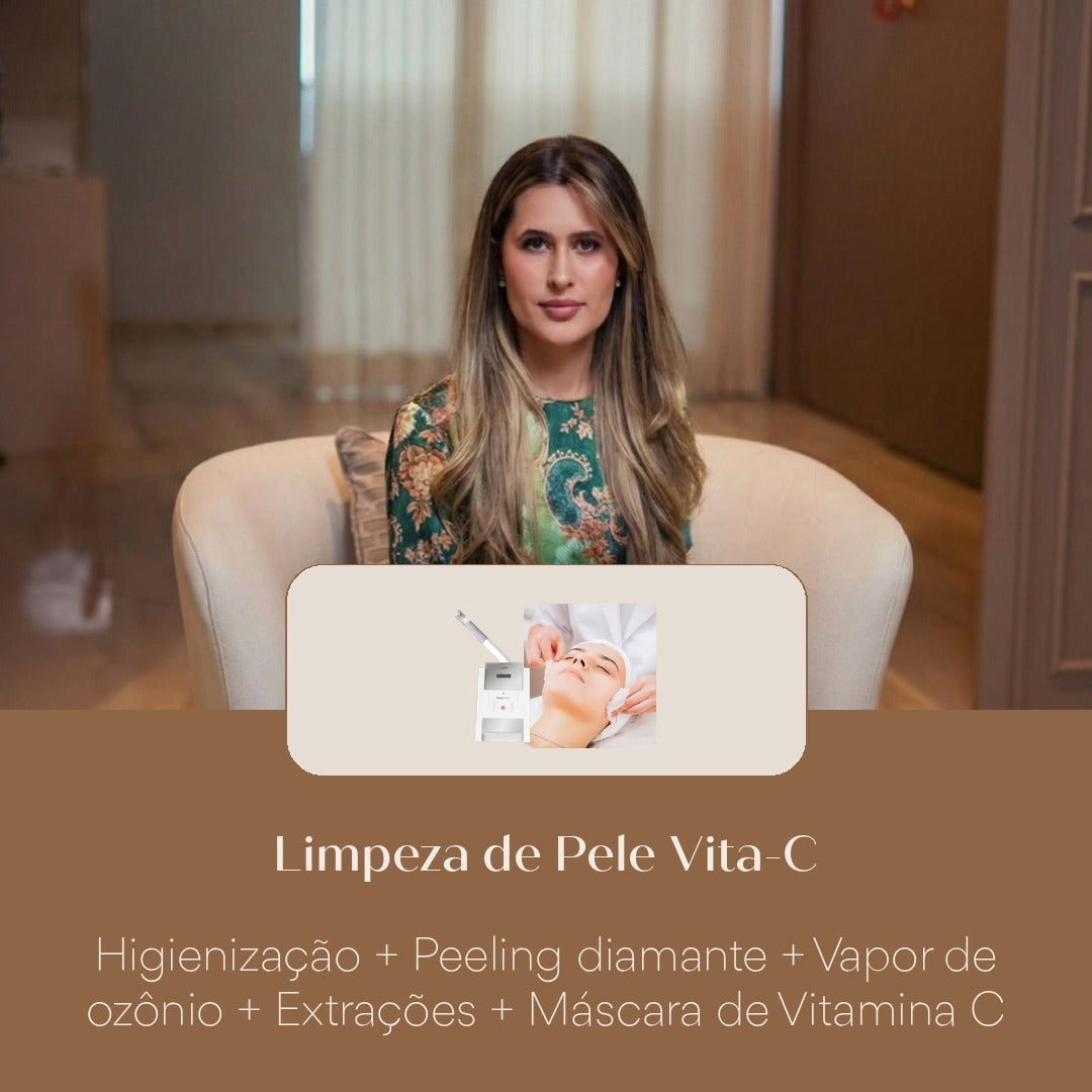 Limpeza de Pele Vita-C Higienização + Peeling diamante + Vapor de ozônio + Extrações + Máscara de Vitamina C