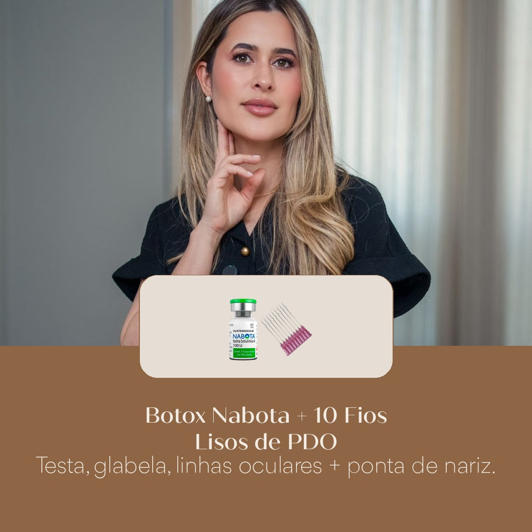 Botox Nabota + 10 Fios Lisos de PDO Testa, glabela, linhas oculares + ponta de nariz.