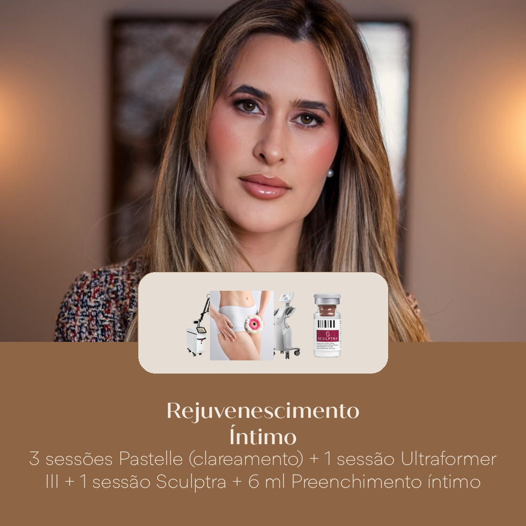 Rejuvenescimento Íntimo 3 sessões Pastelle (clareamento) + 1 sessão Ultraformer III + 1 sessão Sculptra + 6 ml Preenchimento ínt