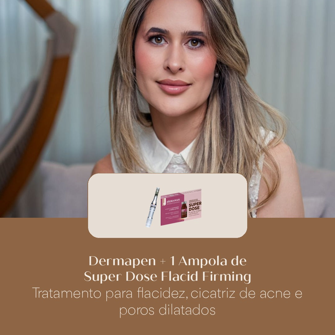 Dermapen + 1 Ampola de Super Dose Flacid Firming Tratamento para flacidez, cicatriz de acne e poros dilatados