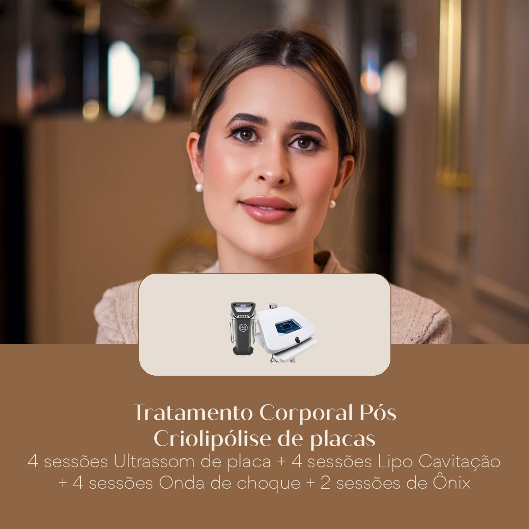 Tratamento Corporal Pós Criolipólise de placas 4 sessões Ultrassom de placa + 4 sessões Lipo Cavitação + 4 sessões Onda de choqu