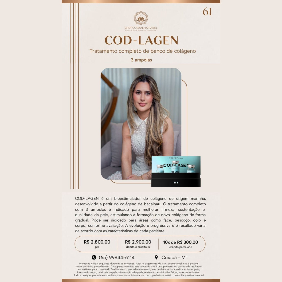COD-LAGEN - Tratamento completo de banco de colágeno — 3 ampolas (3 ampolas)