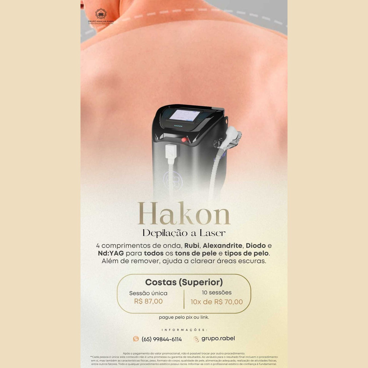 Hakon - Depilação a Laser - Superior) (Costas (Superior) (10 sessões)
