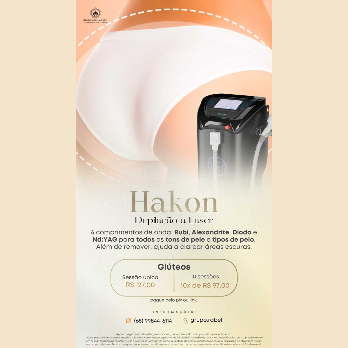 Hakon - Depilação a Laser - Glúteos (10 sessões)