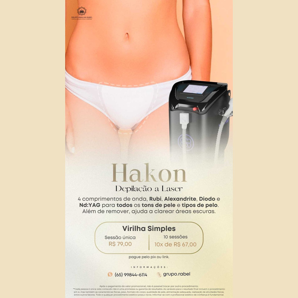 Hakon - Depilação a Laser - Virilha Simples (10 sessões)