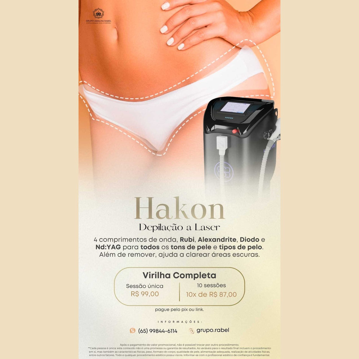 Hakon - Depilação a Laser - Virilha Completa (10 sessões)