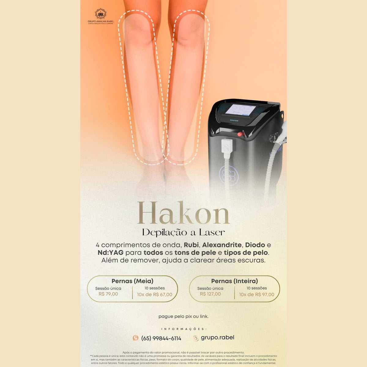 Hakon - Depilação a Laser - Pernas (Meia) (Sessão única)