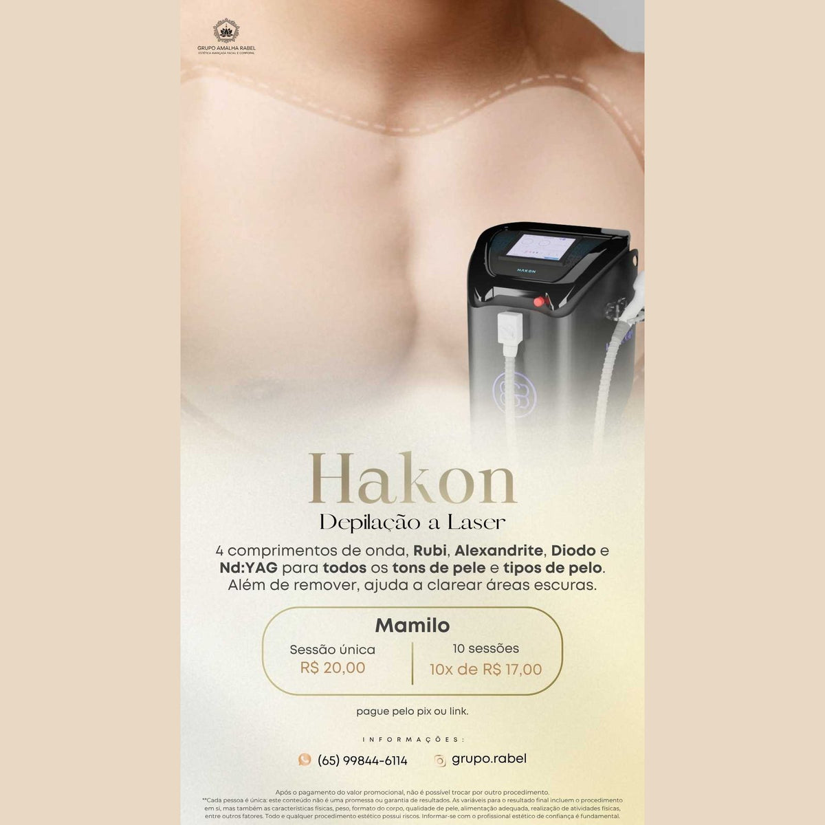 Hakon - Depilação a Laser - Mamilo (Sessão única)