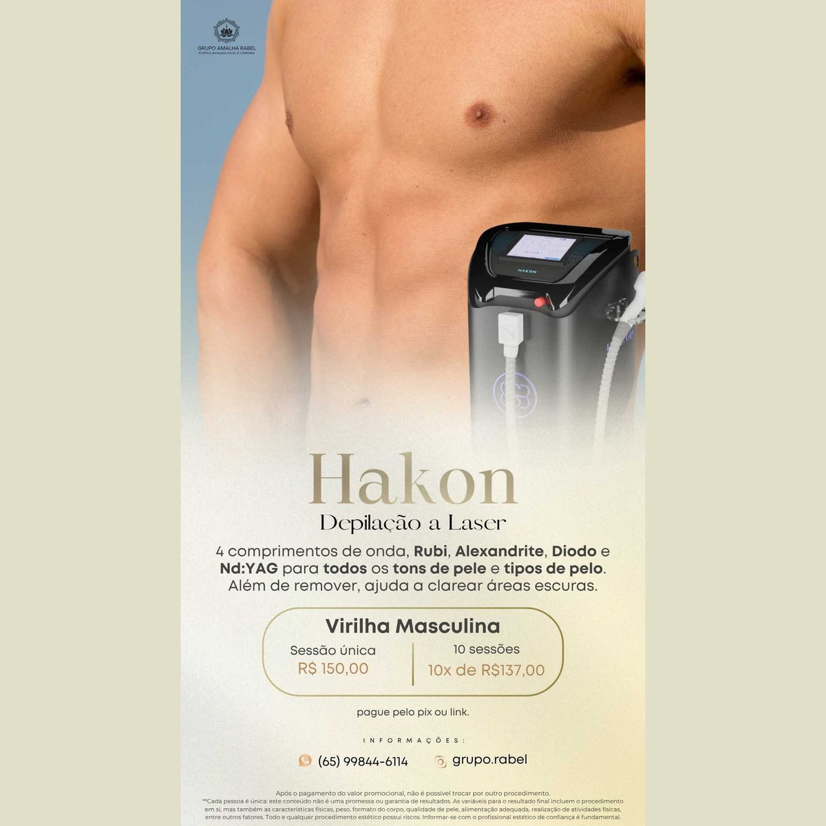 Hakon - Depilação a Laser - Virilha Masculina (10 sessões)