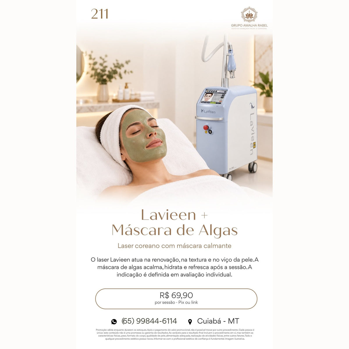 Lavieen + Máscara de Algas - Laser coreano com máscara calmante