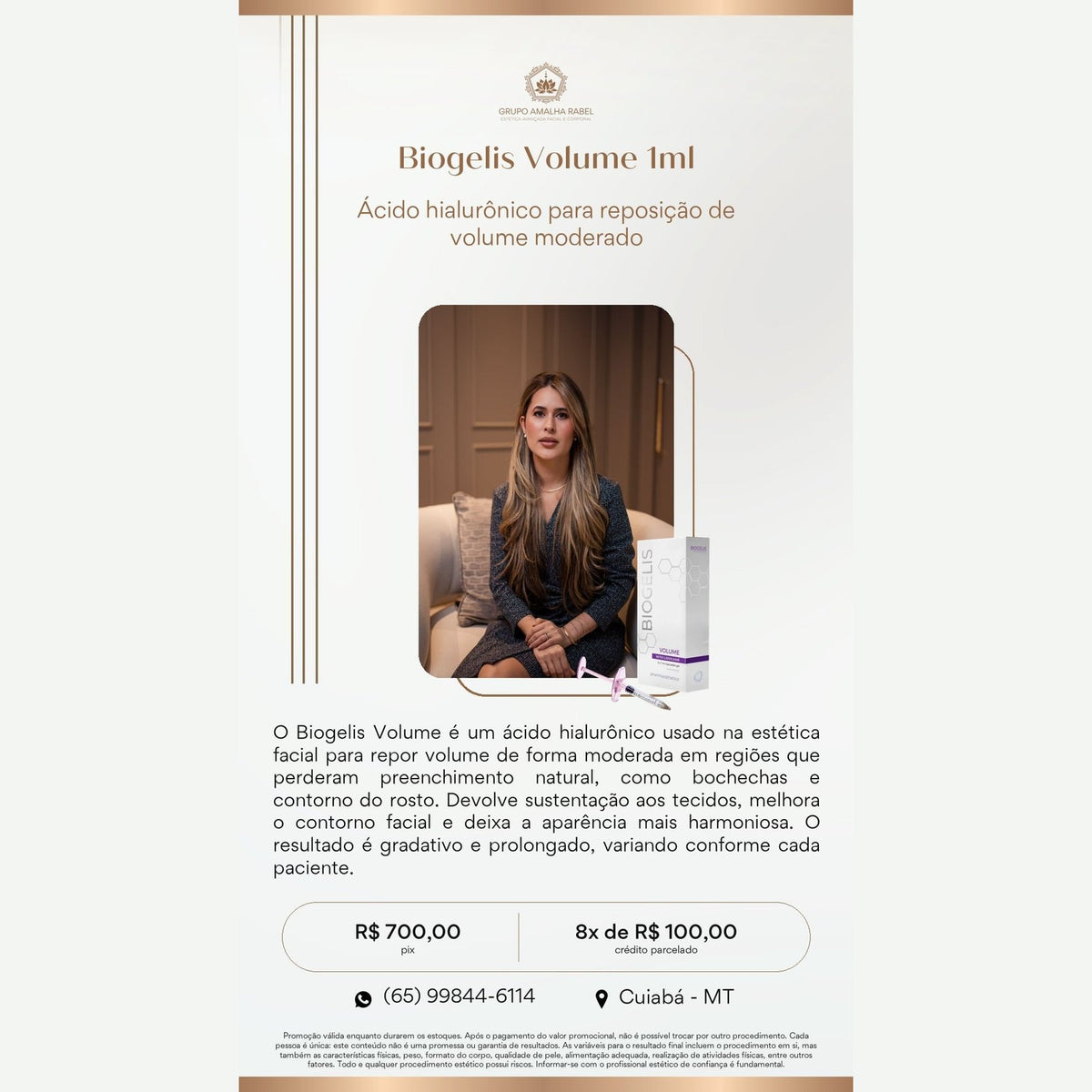 Biogelis Volume 1ml - Ácido hialurônico para reposição de volume moderado