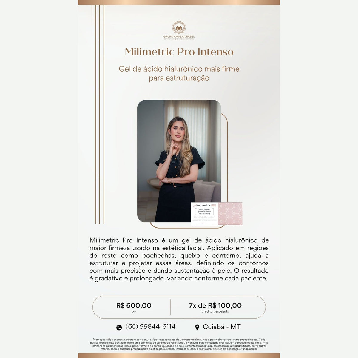 Milimetric Pro Intenso - Gel de ácido hialurônico mais firme para estruturação
