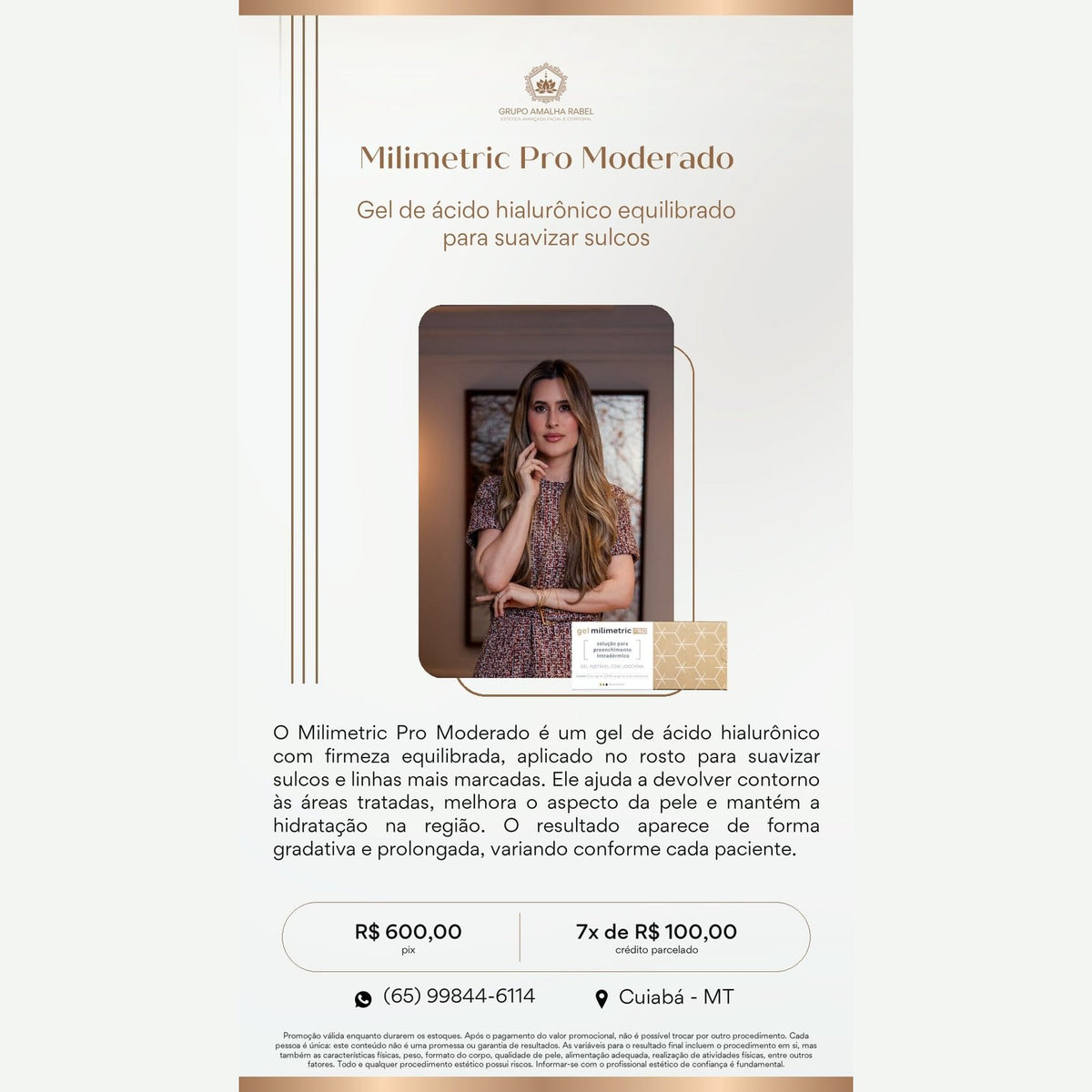 Milimetric Pro Moderado - Gel de ácido hialurônico equilibrado para suavizar sulcos