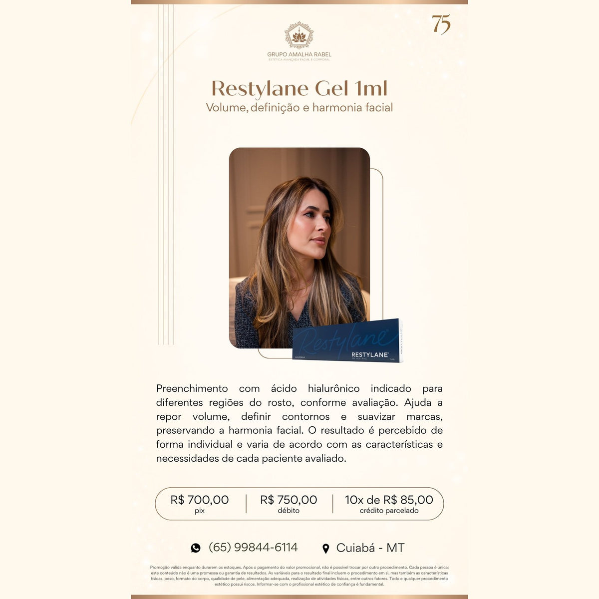 Restylane Gel 1ml - Volume, definição e harmonia facial