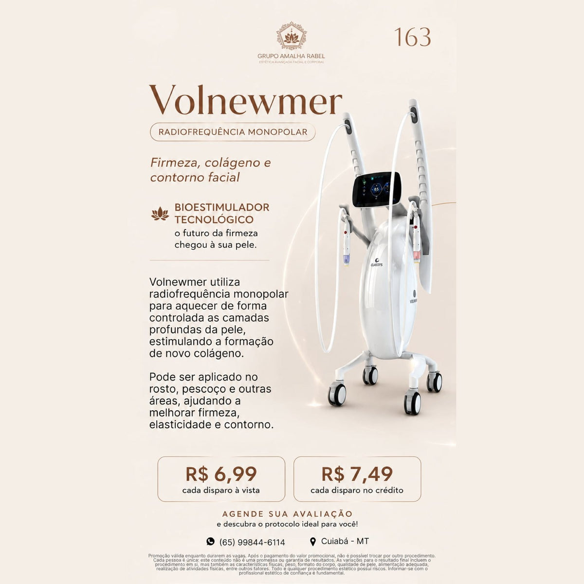 Volnewmer - Radiofrequência Monopolar • Firmeza, colágeno e contorno facial