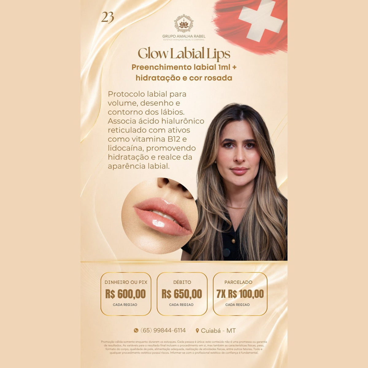 Glow Labial Lips - Preenchimento labial 1ml + hidratação e cor rosada