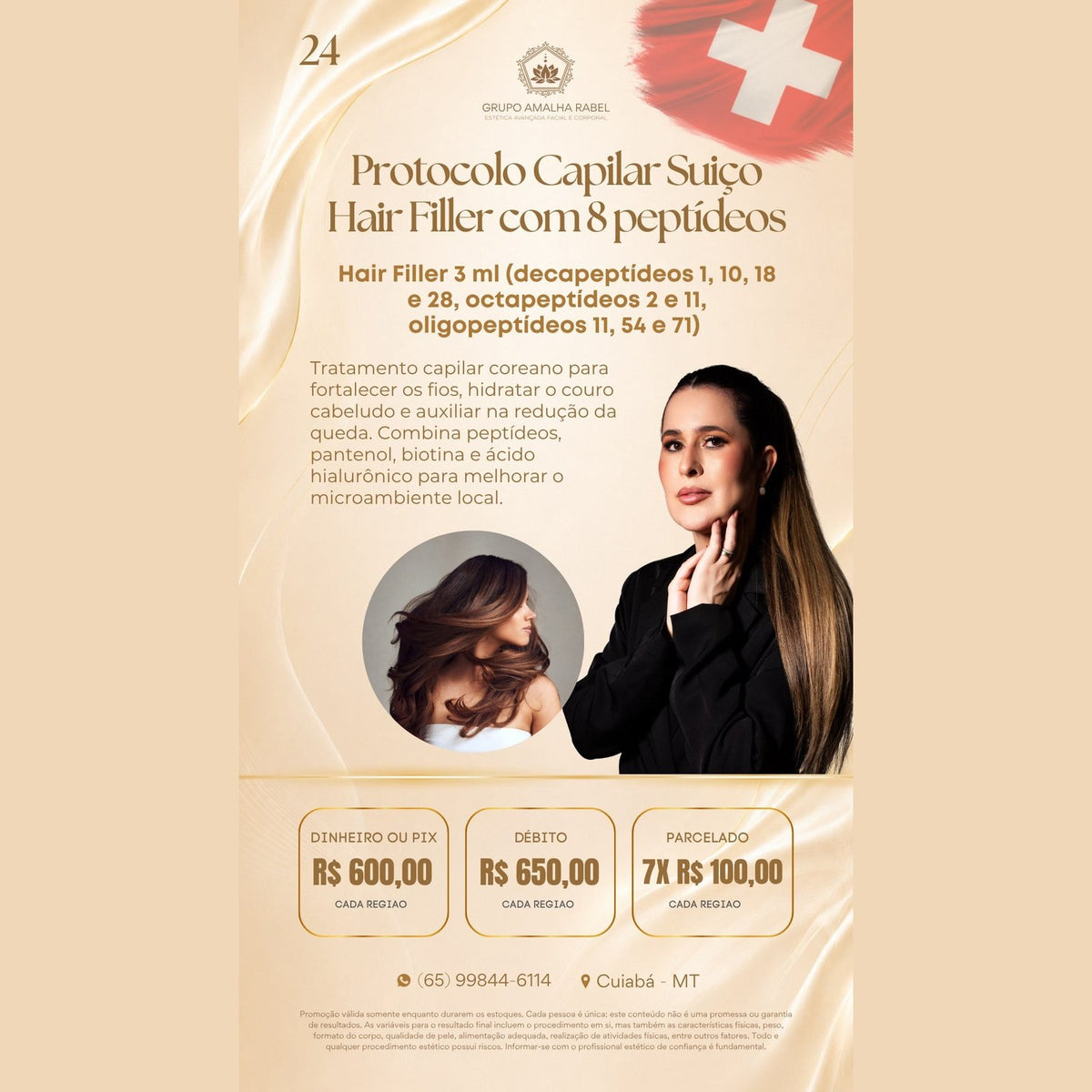 Protocolo Capilar Suiço Hair Filler com 8 peptídeos