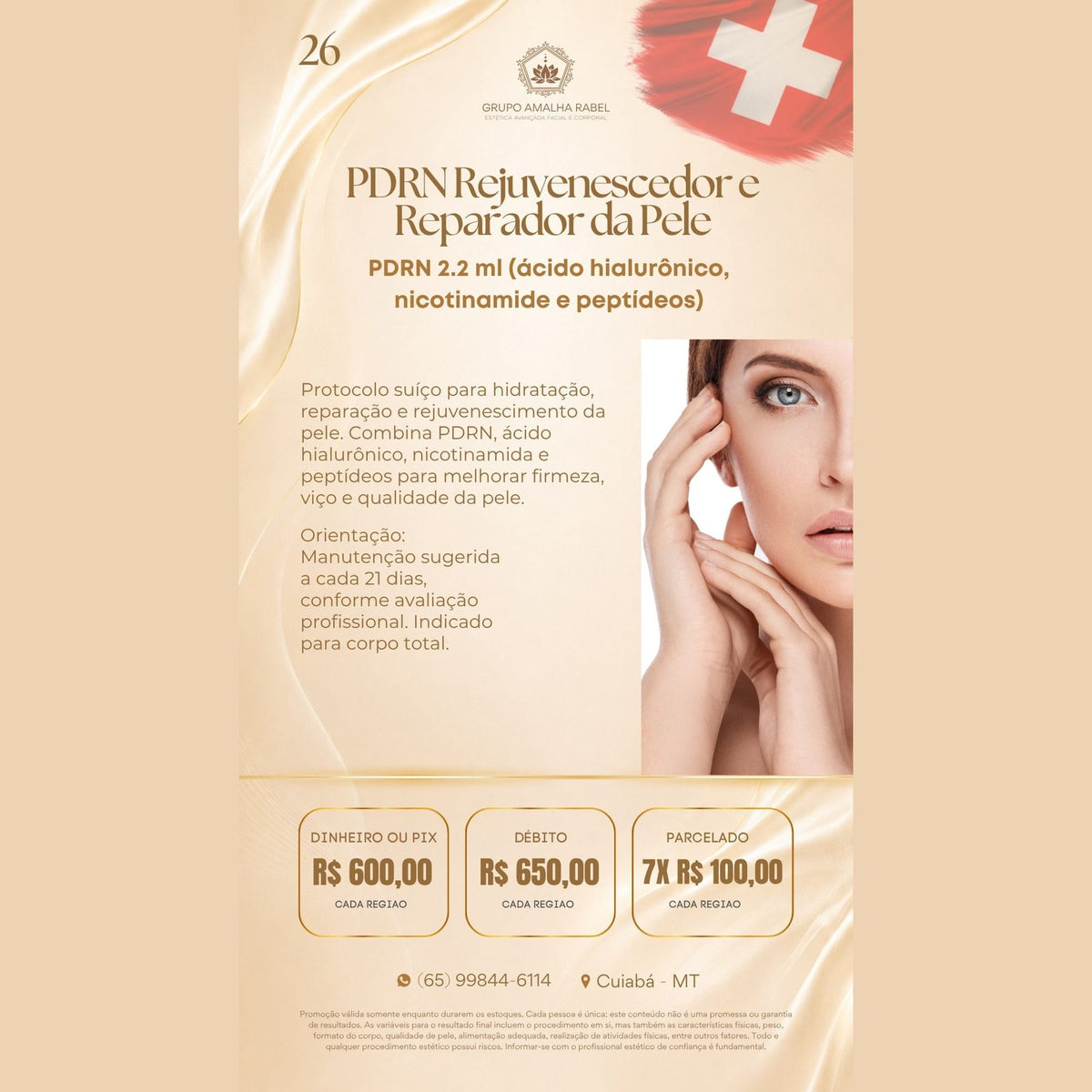 PDRN Rejuvenescedor e Reparador da Pele - PDRN 2.2 ml (ácido hialurônico, nicotinamide e peptídeos)