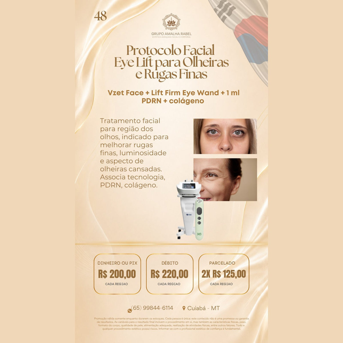 Protocolo Facial Eye Lift para Olheiras e Rugas Finas - Vzet Face + Lift Firm Eye Wand + 1 ml PDRN + colágeno