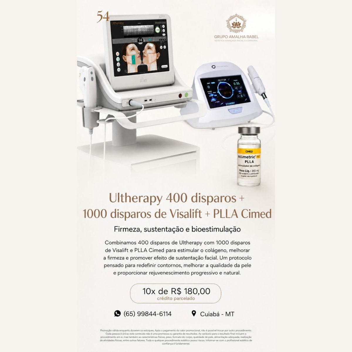 Ultherapy 400 disparos + 1000 disparos de Visalift + PLLA Cimed - Firmeza, sustentação e bioestimulação