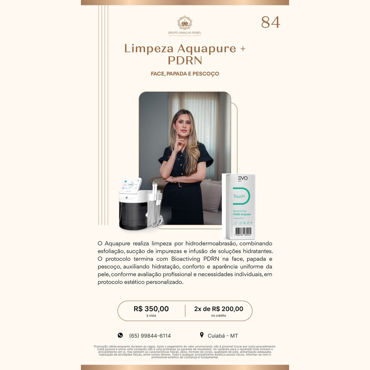Limpeza Aquapure + PDRN - FACE, PAPADA E PESCOÇO