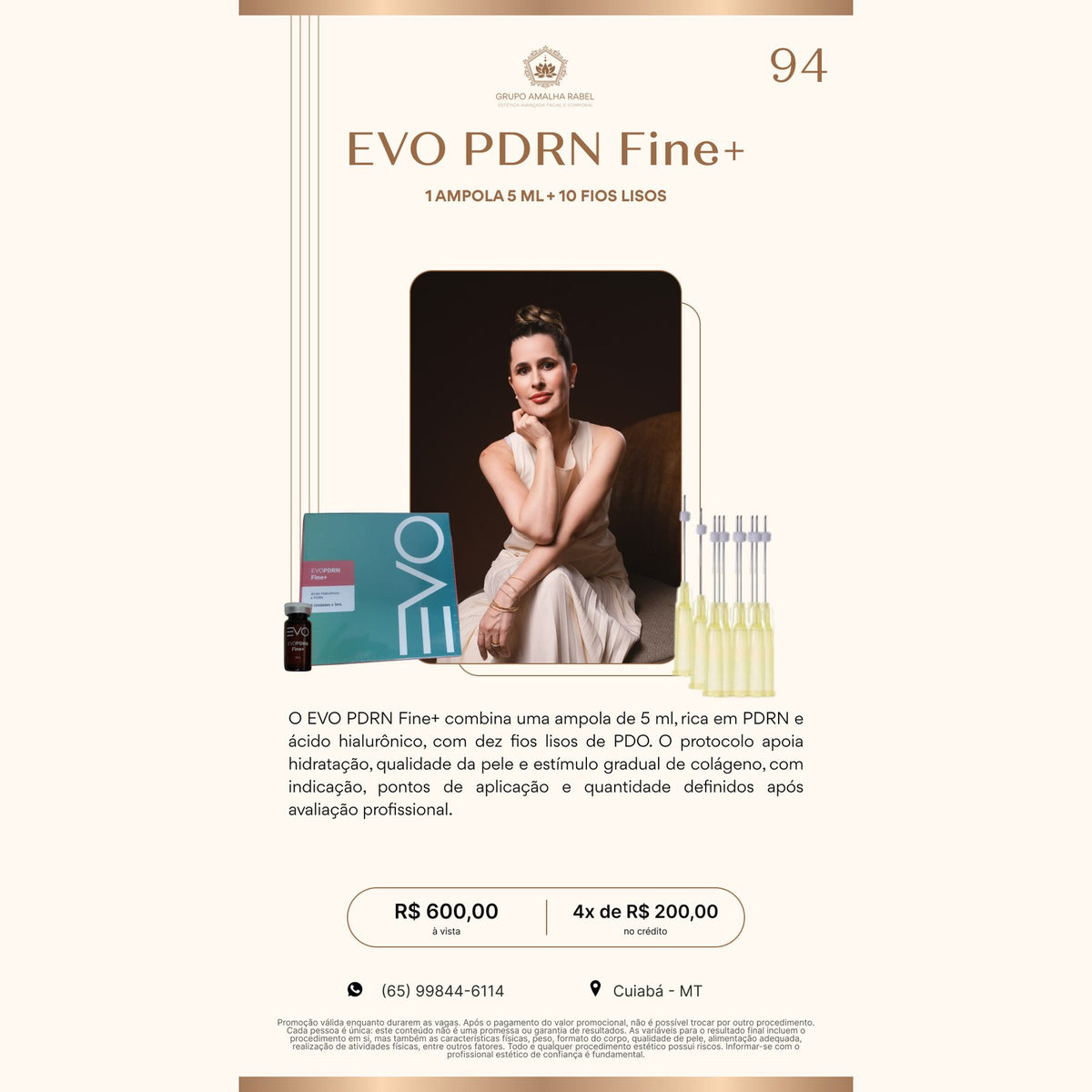 EVO PDRN Fine+ - 1 AMPOLA 5 ML + 10 FIOS LISOS