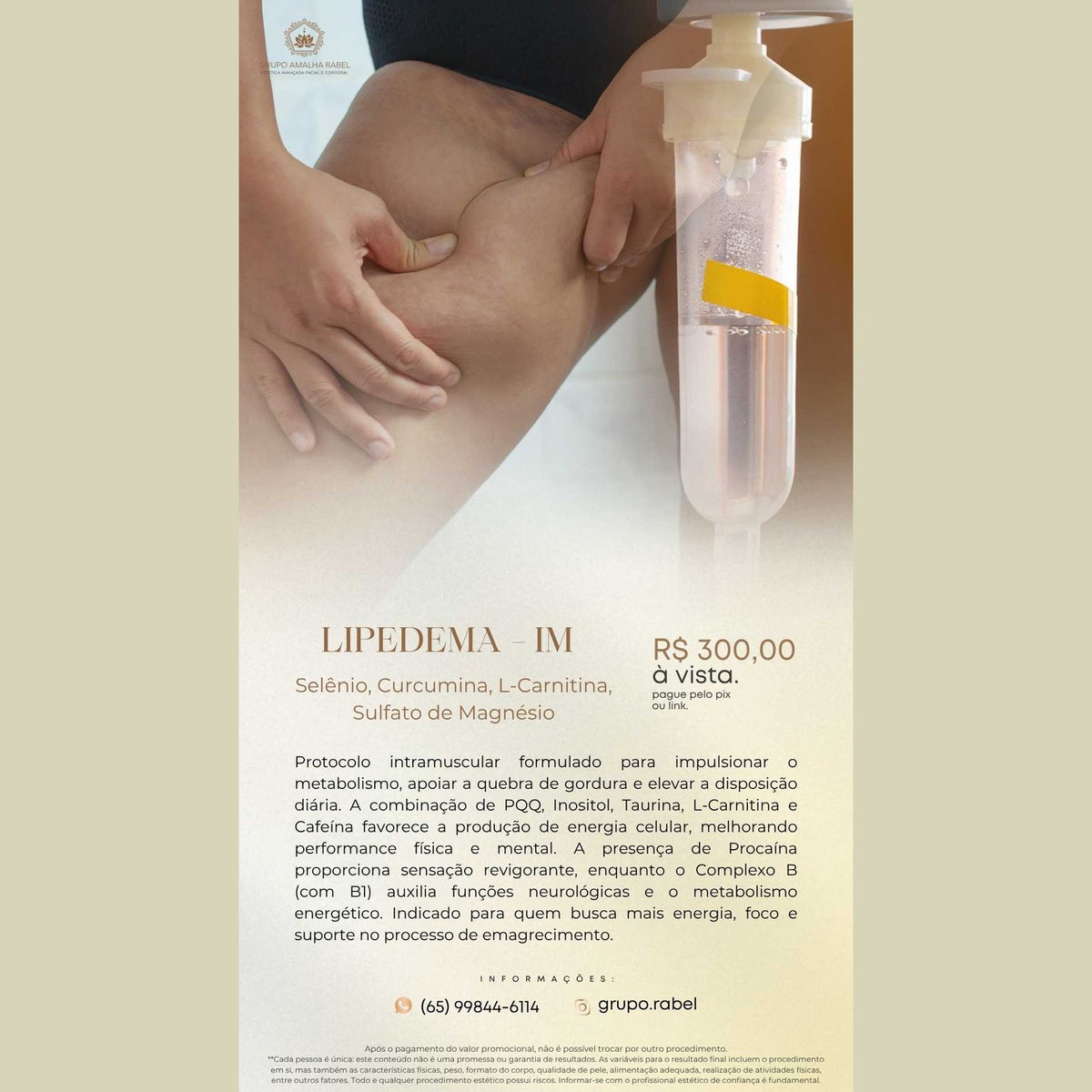 LIPEDEMA - IM - Selênio, Curcumina, L-Carnitina, Sulfato de Magnésio