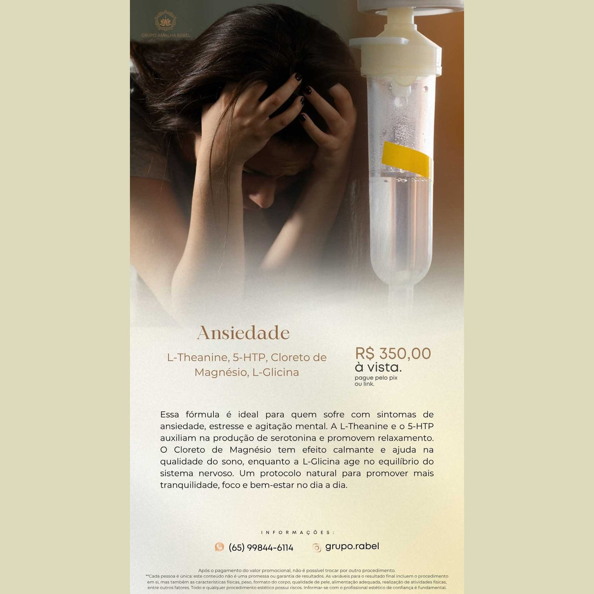 Ansiedade - L-Theanine, 5-HTP, Cloreto de Magnésio, L-Glicina