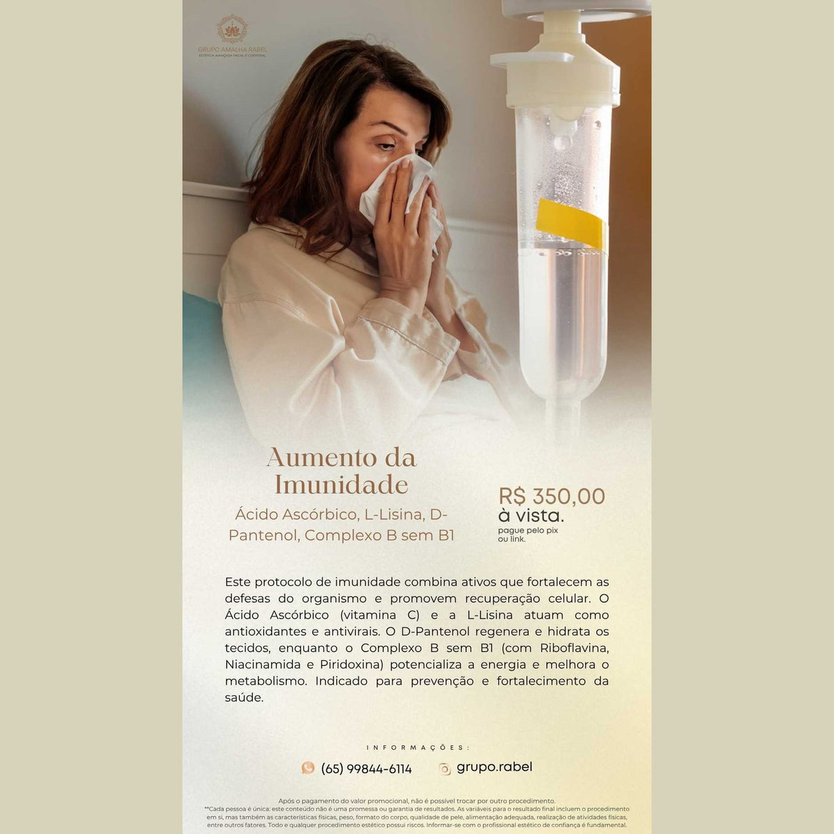 Aumento da Imunidade - Ácido Ascórbico, L-Lisina, D-Pantenol, Complexo B sem B1