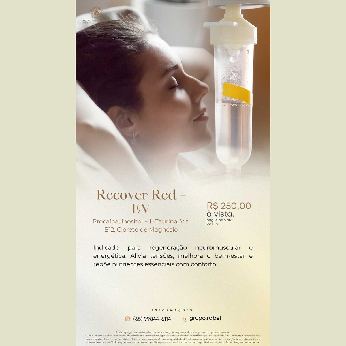 Recover Red - EV - Procaína, Inositol + L-Taurina, Vit. B12, Cloreto de Magnésio