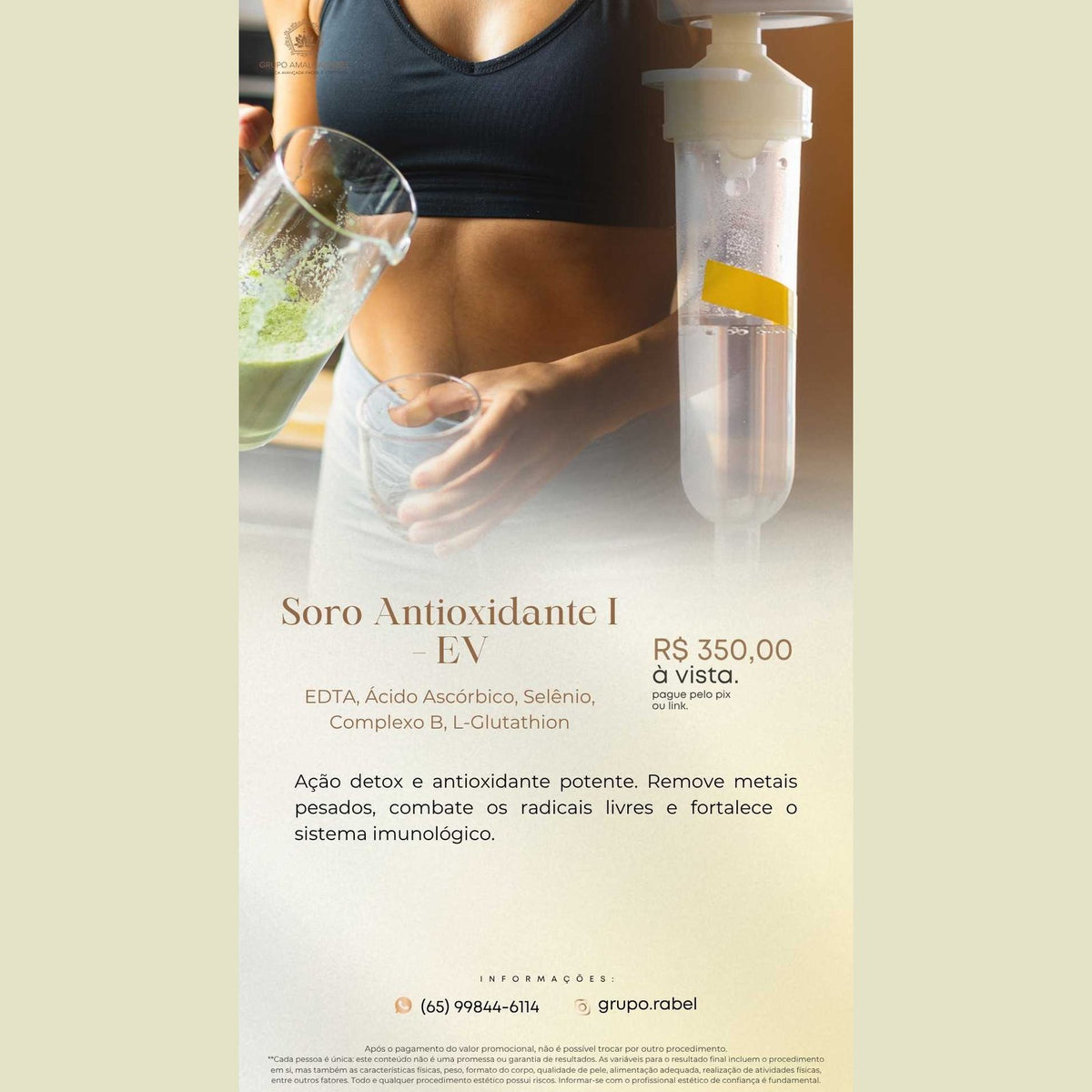 Soro Antioxidante I - EV - EDTA, Ácido Ascórbico, Selênio, Complexo B, L-Glutathion