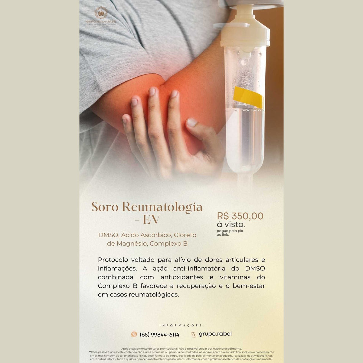 Soro Reumatologia - EV - DMSO, Ácido Ascórbico, Cloreto de Magnésio, Complexo B