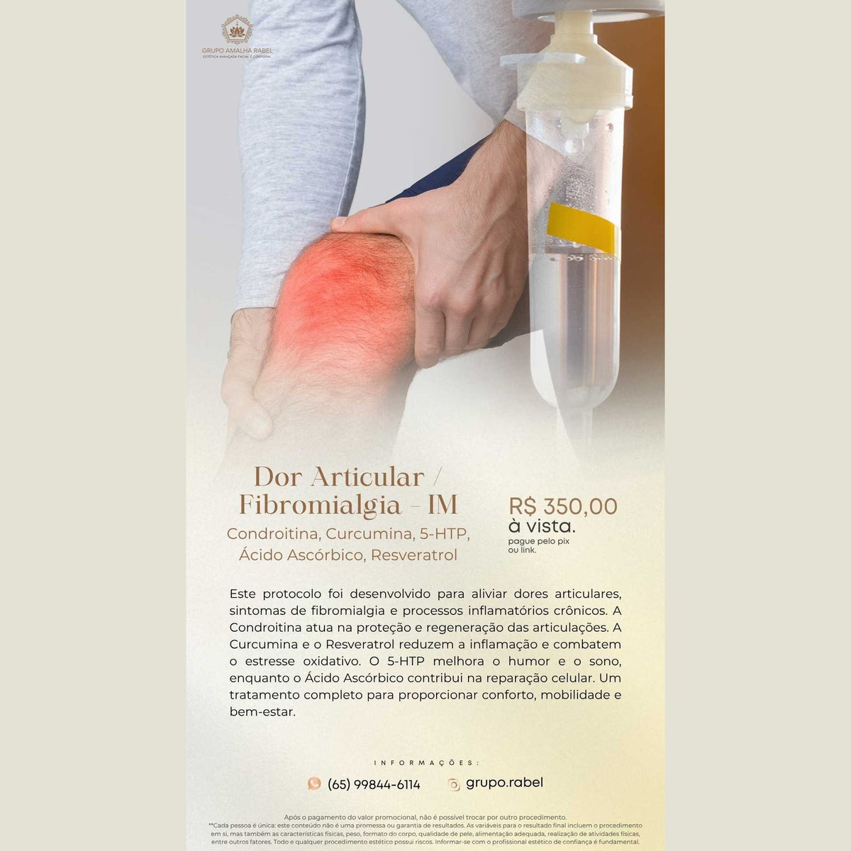 Dor Articular / Fibromialgia - IM - Condroitina, Curcumina, 5-HTP, Ácido Ascórbico, Resveratrol