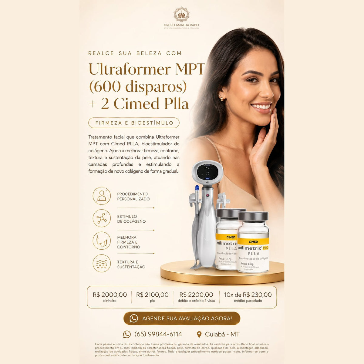Ultraformer MPT (600 disparos) + 2 Cimed Plla - Firmeza e bioestímulo