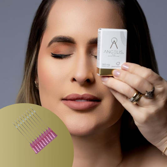 Combo Bio Angelis - 1 ampola de Angelis Bioestimulador de Colágeno + 3 ml Skinbooster ácido hialurônico + 10 fios lisos