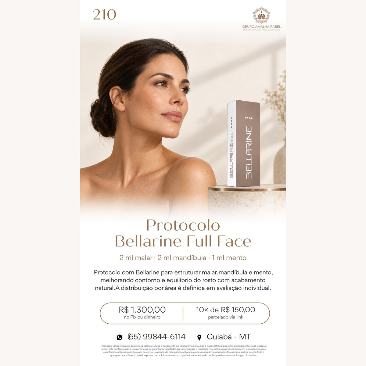 Protocolo Bellarine Full Face - 2 ml malar · 2 ml mandíbula · 1 ml mento