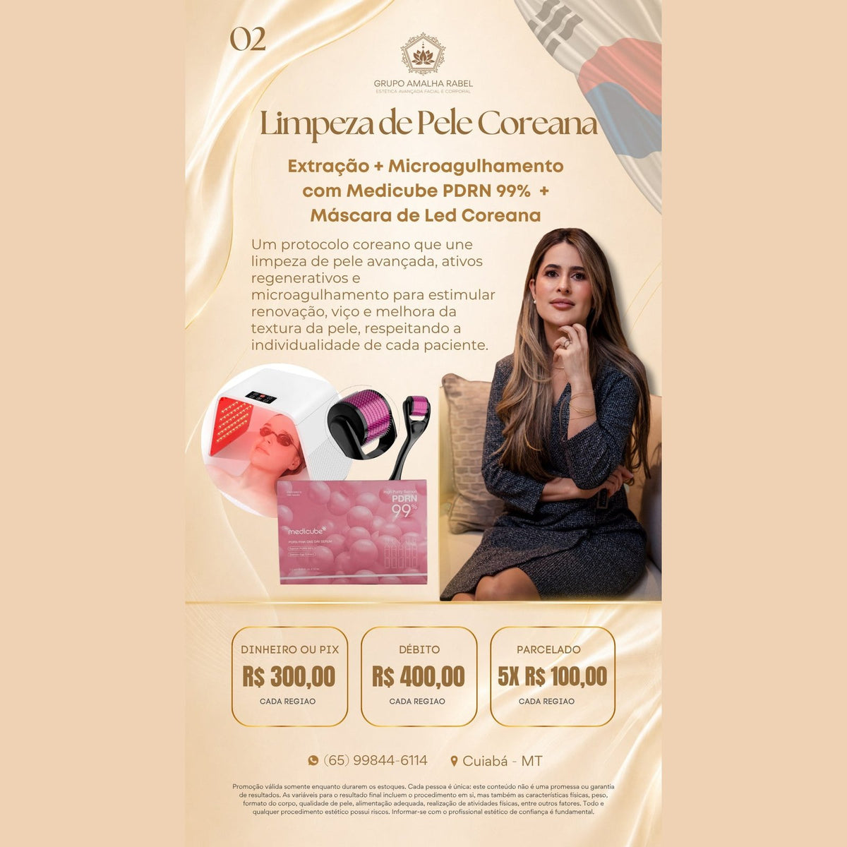 Limpeza de Pele Coreana com Medicube PDRN - Extração + microagulhamento + máscara de LED coreana