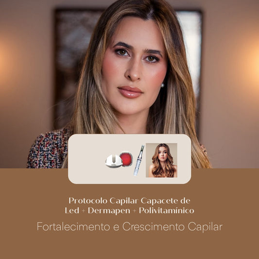 Protocolo Capilar Capacete de Led + Dermapen + Polivitamínico Fortalecimento e Crescimento Capilar