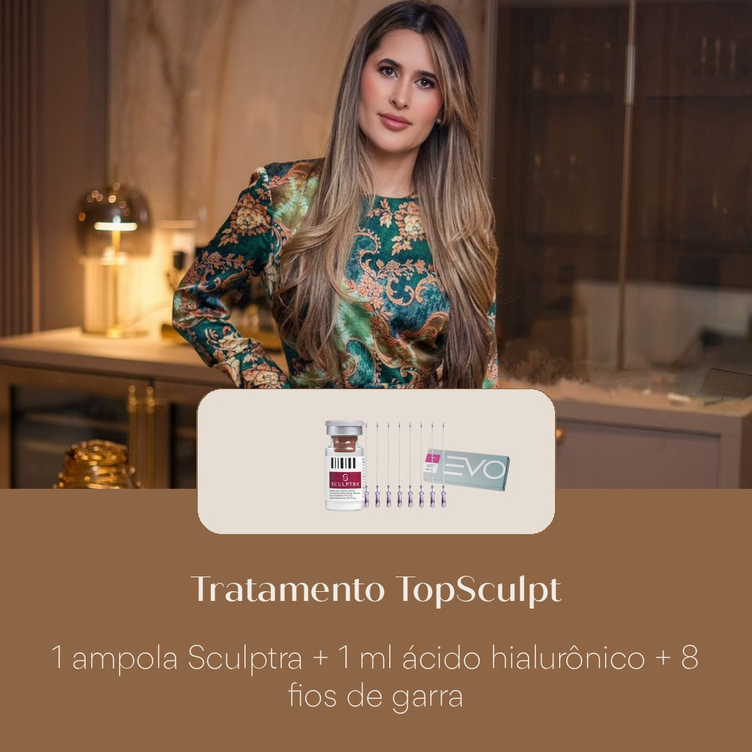 Tratamento TopSculpt 1 ampola Sculptra + 1 ml ácido hialurônico + 8 fios de garra