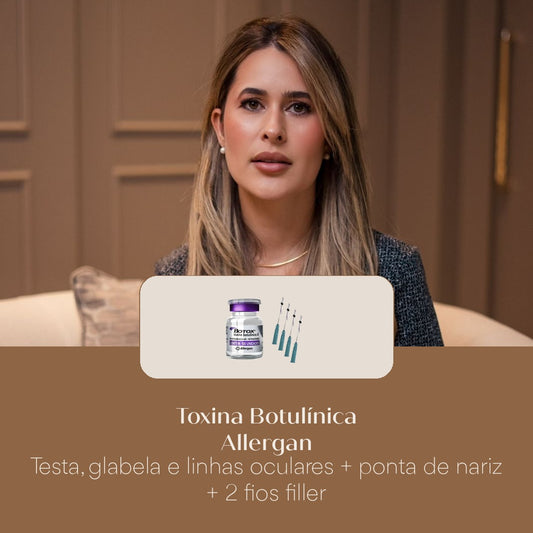 Toxina Botulínica Allergan Testa, glabela e linhas oculares + ponta de nariz + 2 fios filler