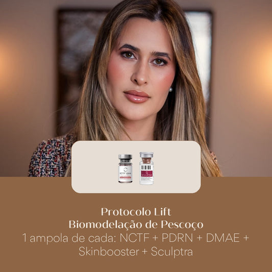 Protocolo Lift Biomodelação de Pescoço 1 ampola de cada: NCTF + PDRN + DMAE + Skinbooster + Sculptra