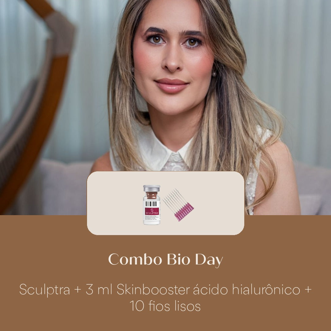 Combo Bio Day Sculptra + 3 ml Skinbooster ácido hialurônico + 10 fios lisos