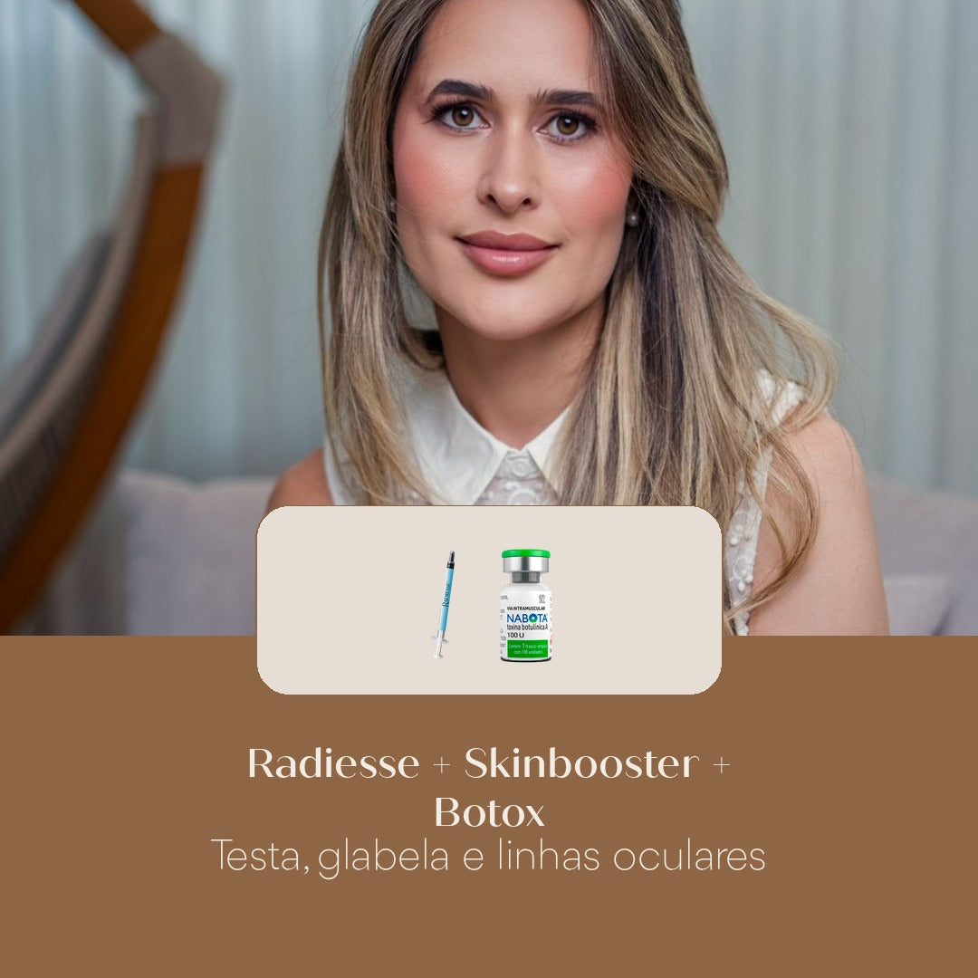 Radiesse + Skinbooster + Botox Testa, glabela e linhas oculares