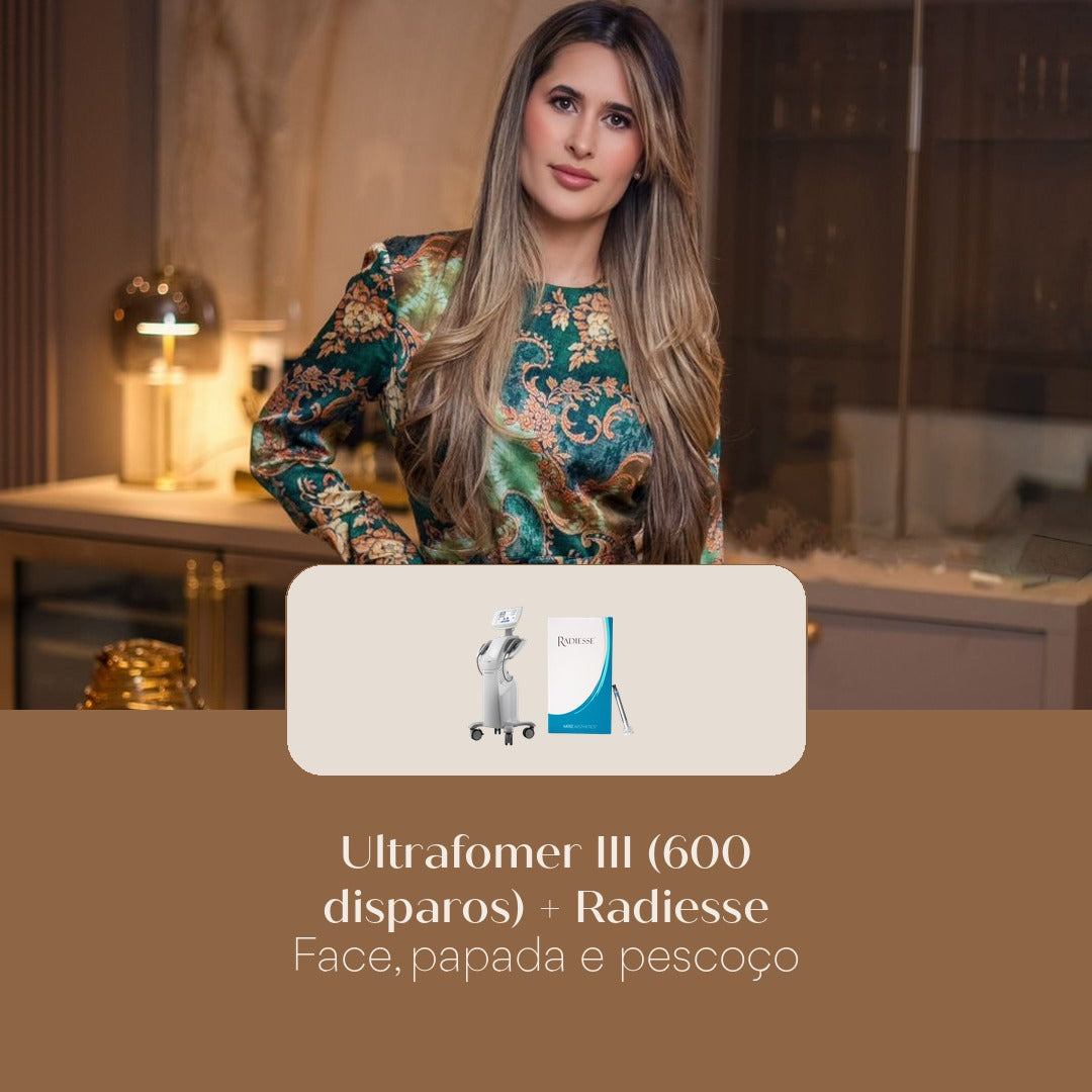Ultrafomer III (600 disparos) + Radiesse Face, papada e pescoço