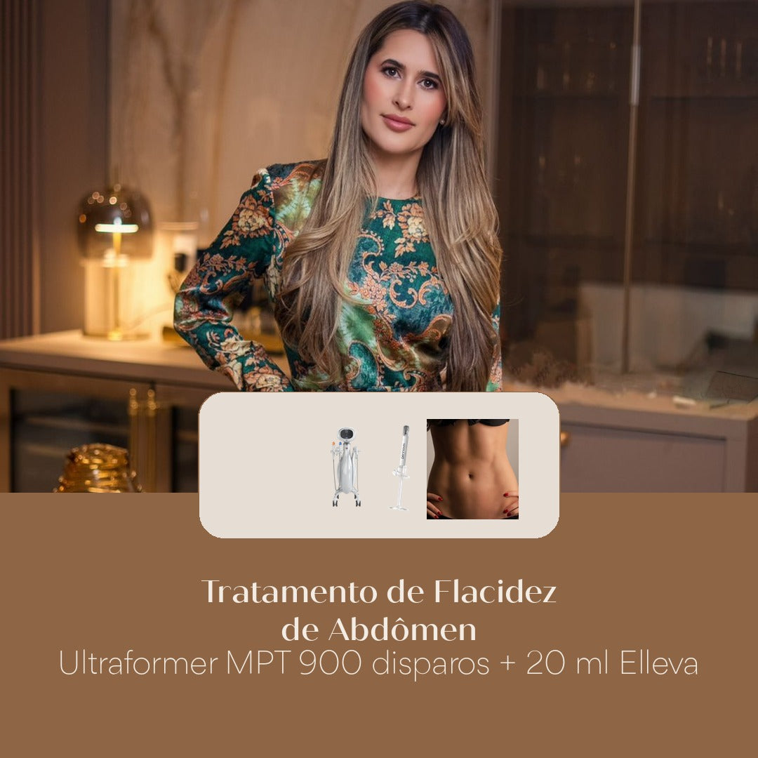 Tratamento de Flacidez de Abdômen Ultraformer MPT 900 disparos + 20 ml Elleva