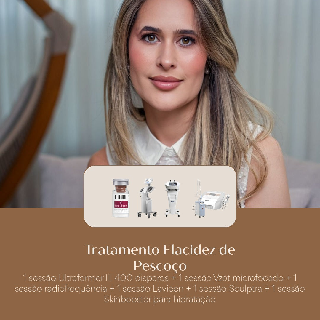 Tratamento Flacidez de Pescoço 1 sessão Ultraformer III 400 disparos + 1 sessão Vzet microfocado + 1 sessão radiofrequência + 1