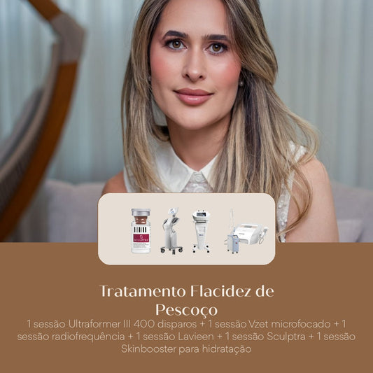 Tratamento Flacidez de Pescoço 1 sessão Ultraformer III 400 disparos + 1 sessão Vzet microfocado + 1 sessão radiofrequência + 1
