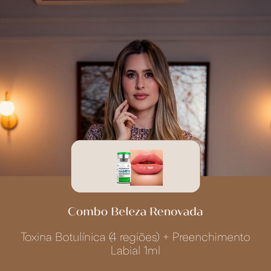 Combo Beleza Renovada Toxina Botulínica (4 regiões) + Preenchimento Labial 1ml