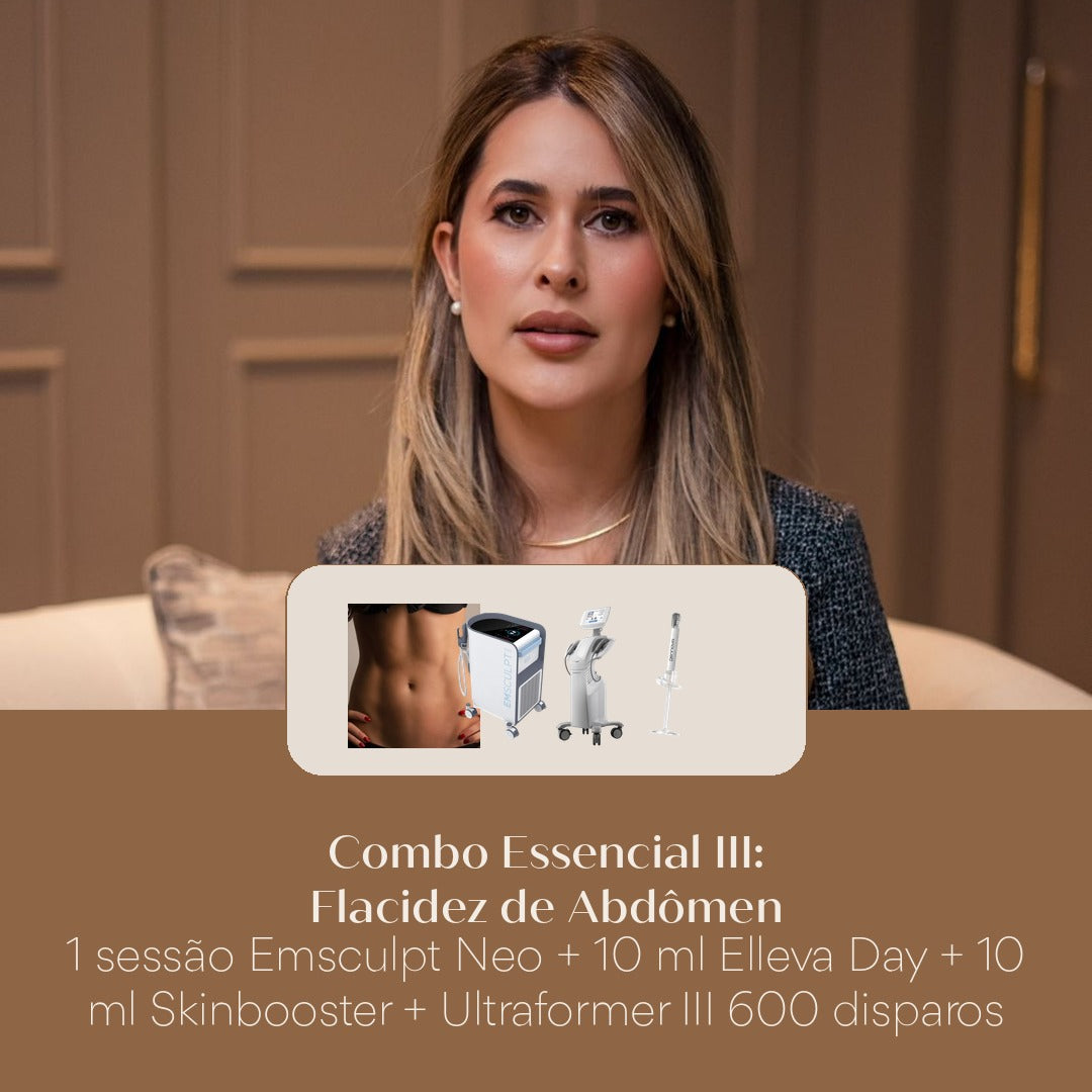 Combo Essencial III: Flacidez de Abdômen 1 sessão Emsculpt Neo + 10 ml Elleva Day + 10 ml Skinbooster + Ultraformer III 600 disp