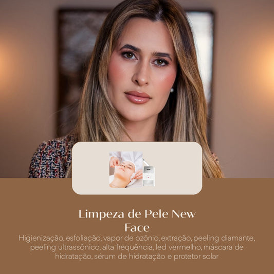 Limpeza de Pele New Face Higienização, esfoliação, vapor de ozônio, extração, peeling diamante, peeling ultrassônico, alta frequ